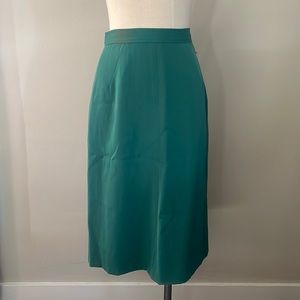 Vintage Solid Grass Green 1940's Forties Straight Skirt Side Metal Zipper